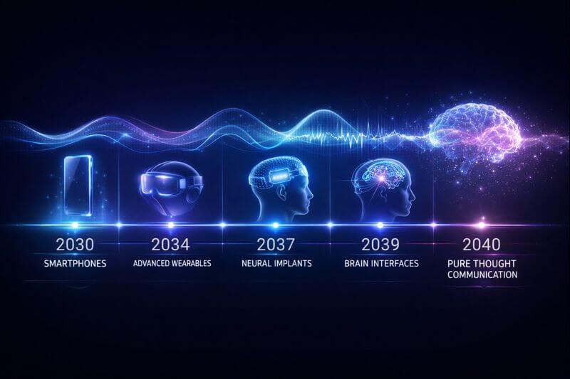 Timeline 2030–2040 — the decade phones dissolved into thought
