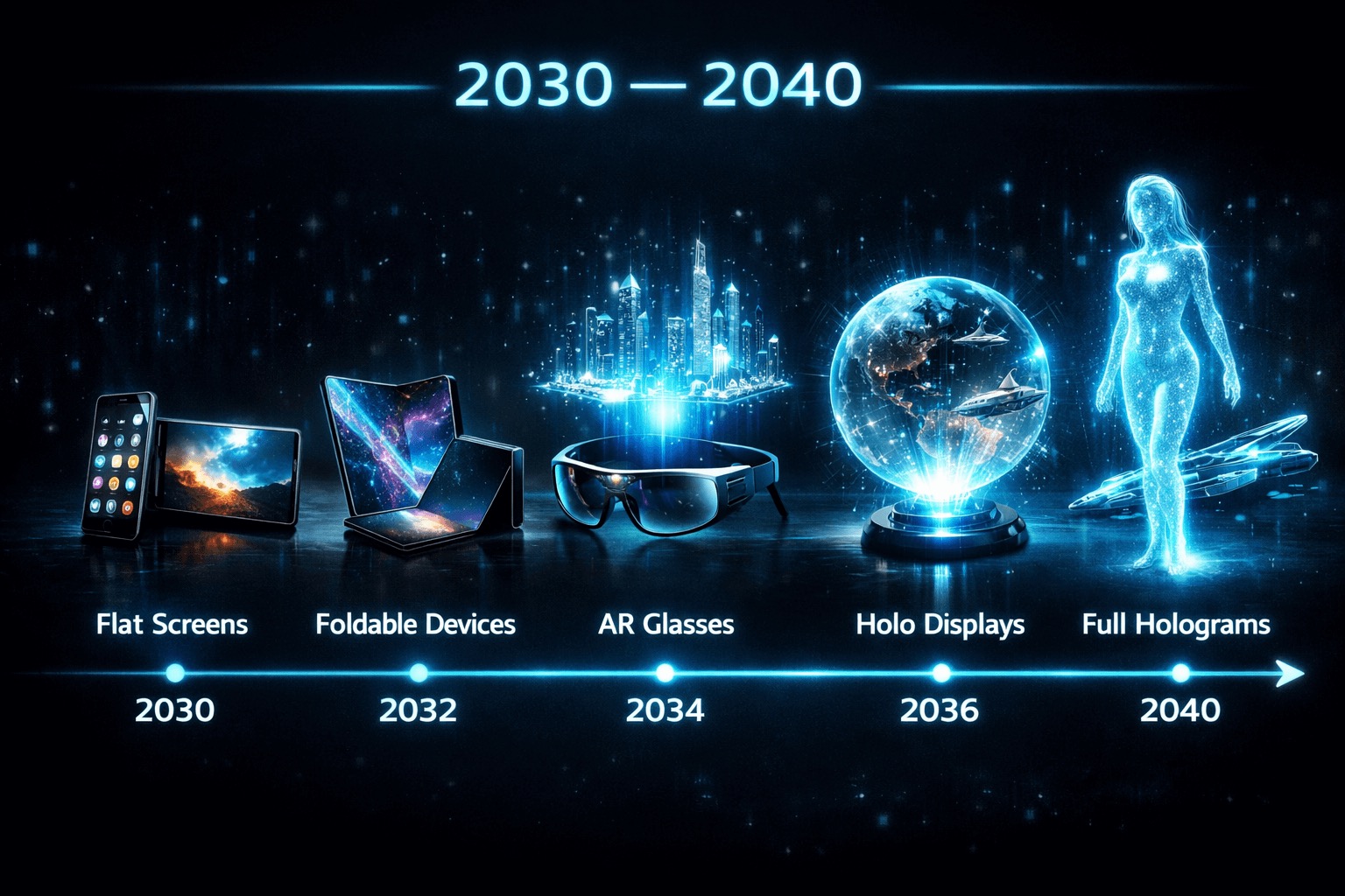 Timeline 2030–2040 — the decade screens became obsolete