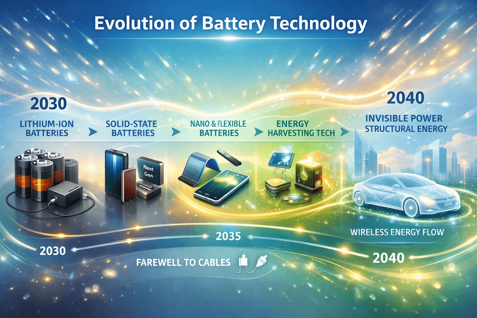 Timeline 2030–2040 — the decade batteries became infinite