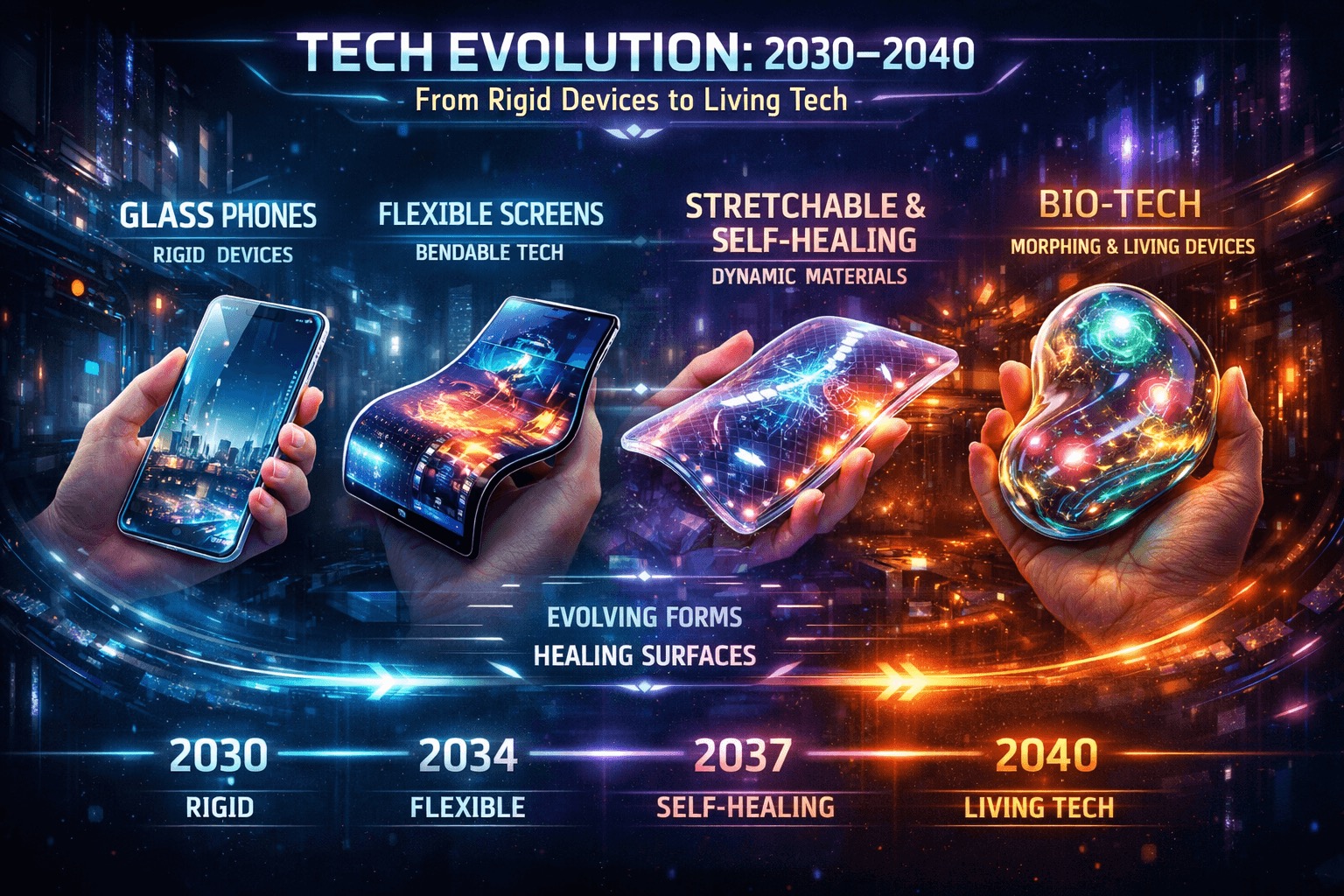 Timeline 2030–2040 — the decade materials became alive